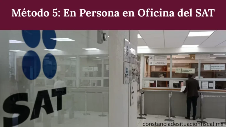 Oficina del SAT para solicitar constancia fiscal presencialmente y recibir copia impresa o digital.
